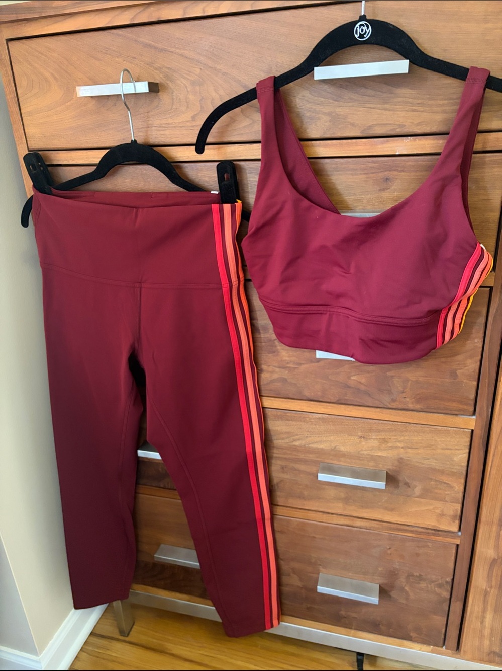 Lululemon Take a Hint- maroon sports bra and leggings set